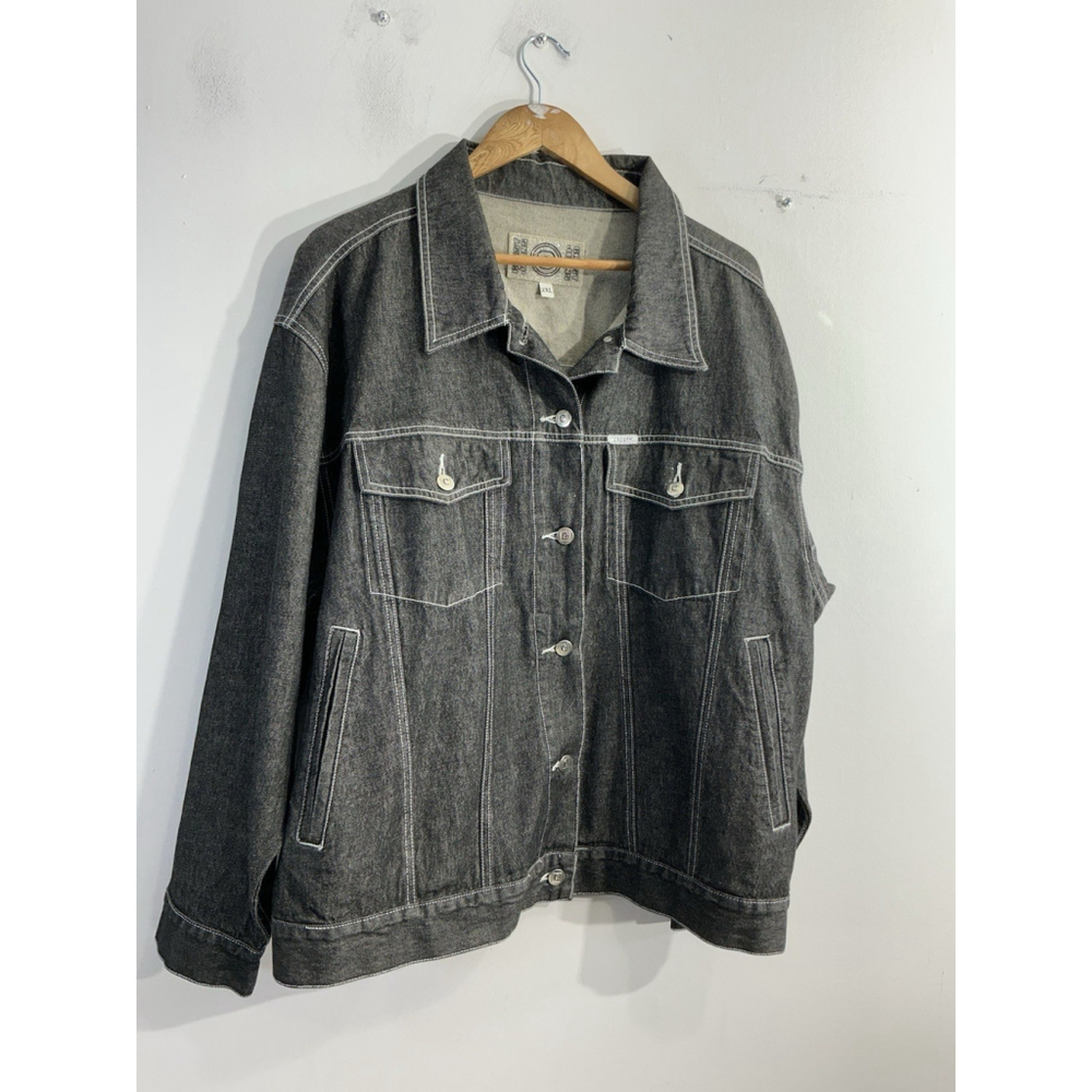 Womans Crest Jeans Denim Trucker Jacket 2 XL Black